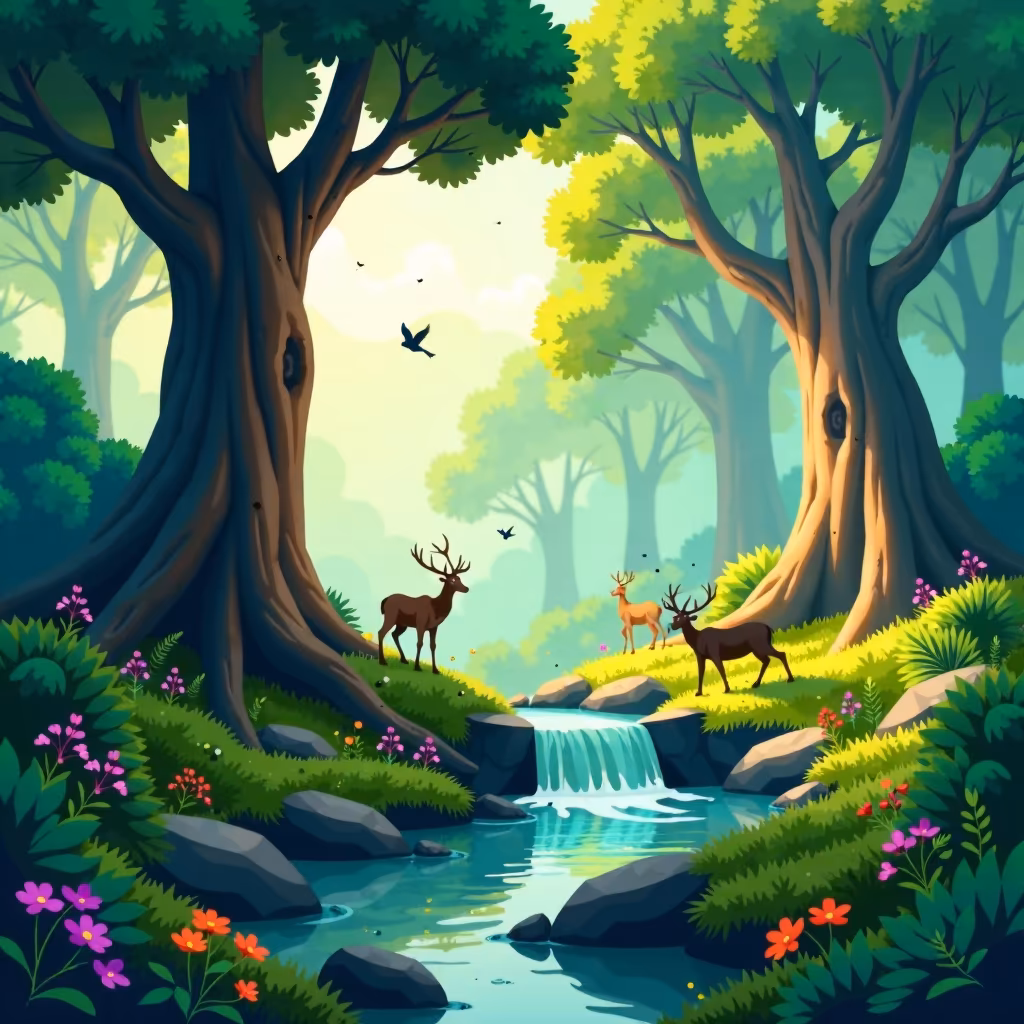 Lush Green Forest at Dawn