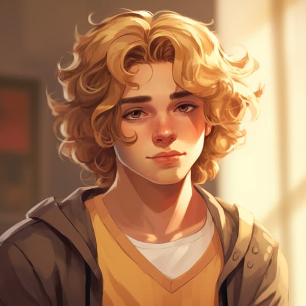 Cartoon Italian Boy with Wavy Blonde Hair