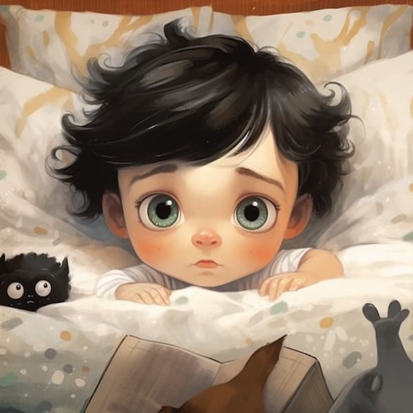 Cartoon Newborn Baby Lying on a Bed